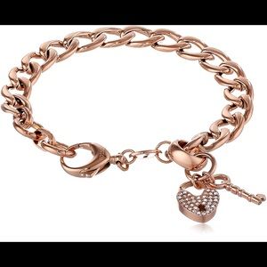 Fossil Rose Gold-tone Charm Bracelet